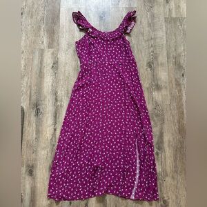 Loft Petitie Plum Dress with White Flowers. Wear it two ways!